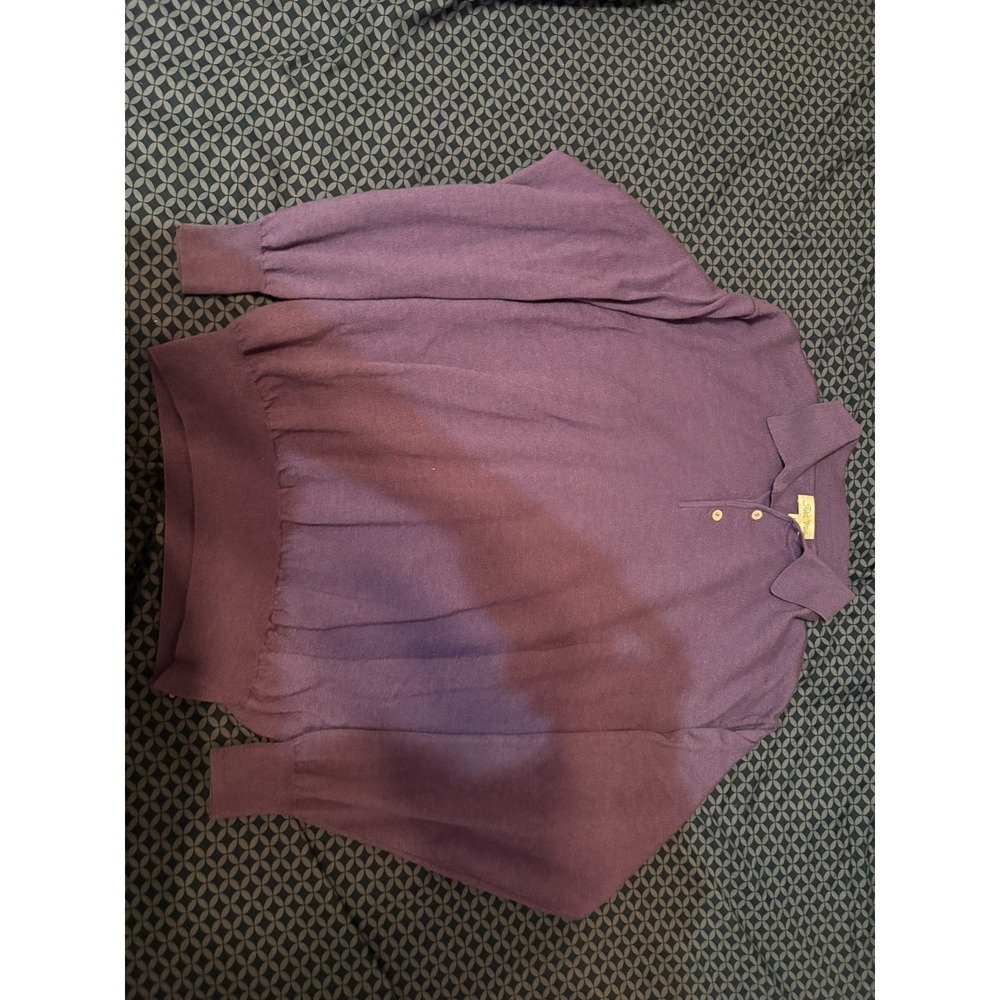 Peter Millar Crown Purple Collard Wool Sweater Size L